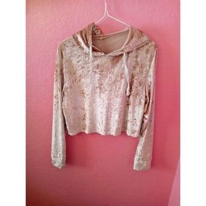 Velvet cropped hoodie